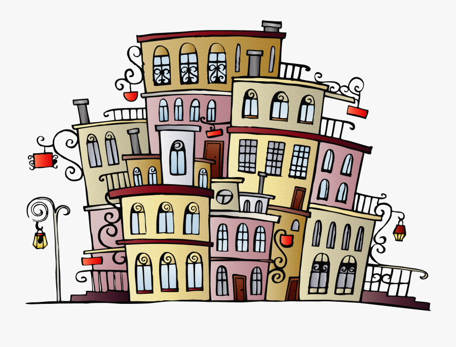 Fairytale Clipart Medieval Town - Cartoon Town Drawing, Transparent Clipart