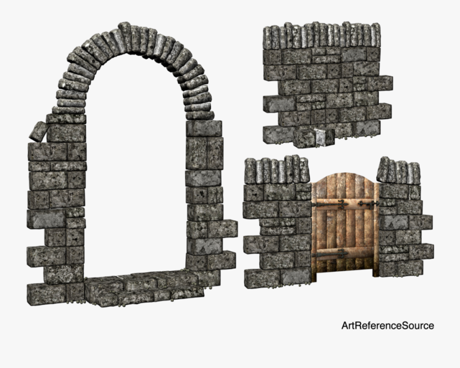 Transparent Stone Arch Png - Gate Stone Medieval Village Walls Png, Transparent Clipart