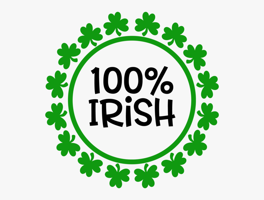 100% Irish - Shamrock Monogram, Transparent Clipart