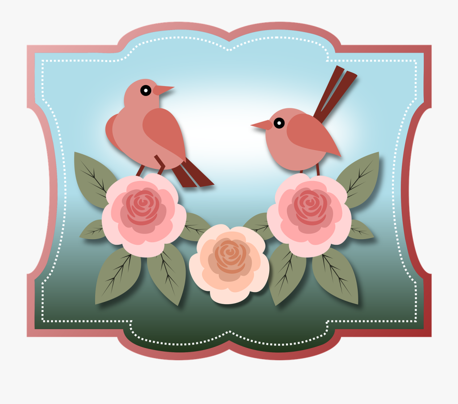 Birds Animals Roses - Vintage Clip Art Birds And Flowers, Transparent Clipart