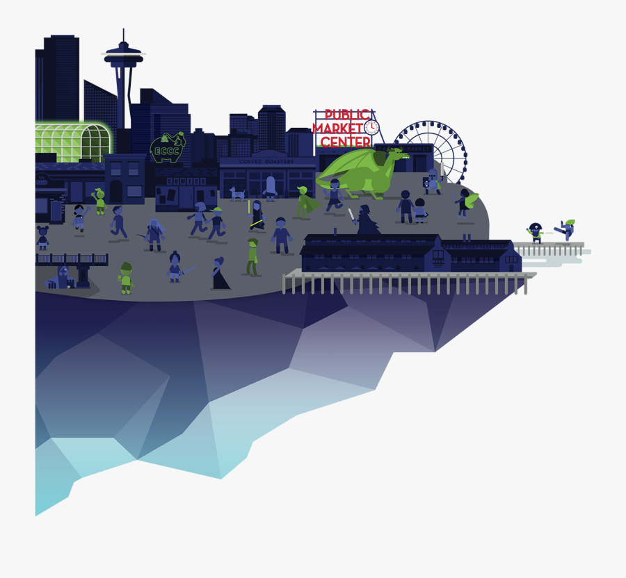 Emerald City Background - Comic Con Seattle 2019, Transparent Clipart