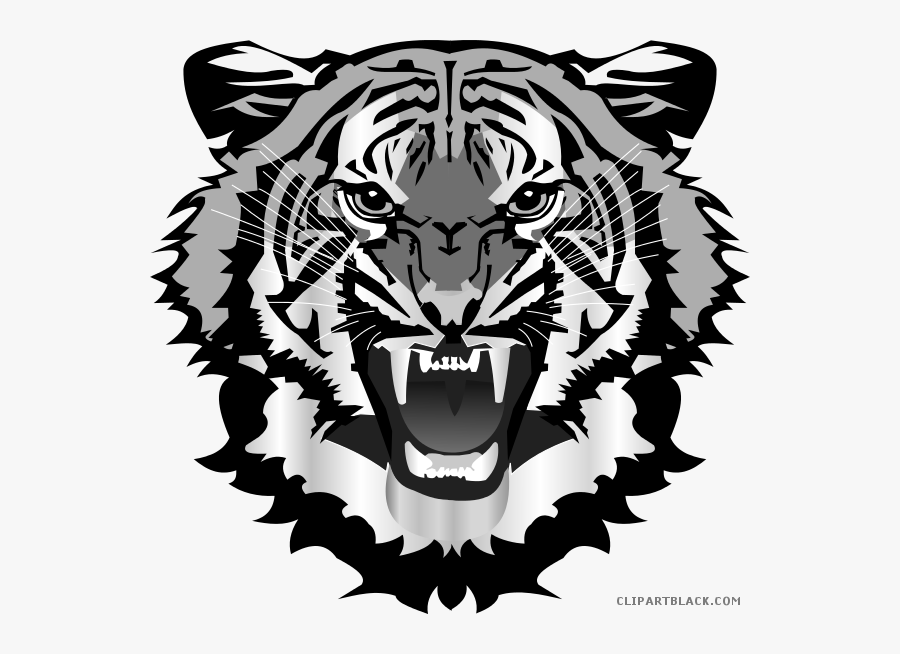 Cat Large Animal Free Black White Clipart Images Clipartblack - Tiger Face Png, Transparent Clipart