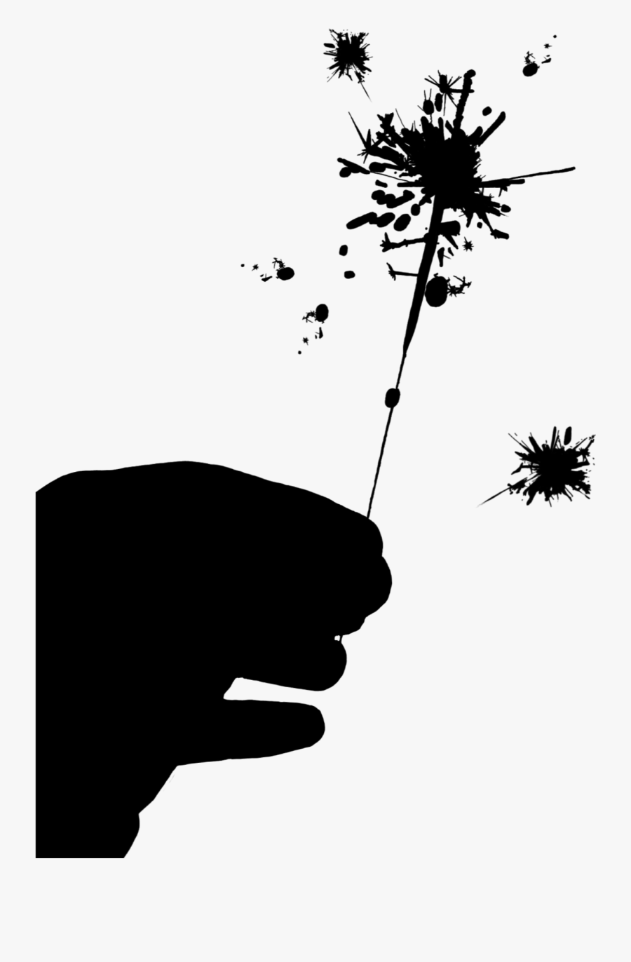 #fireworks #sparkler #black #silhouette #celebrate - Silhouette, Transparent Clipart