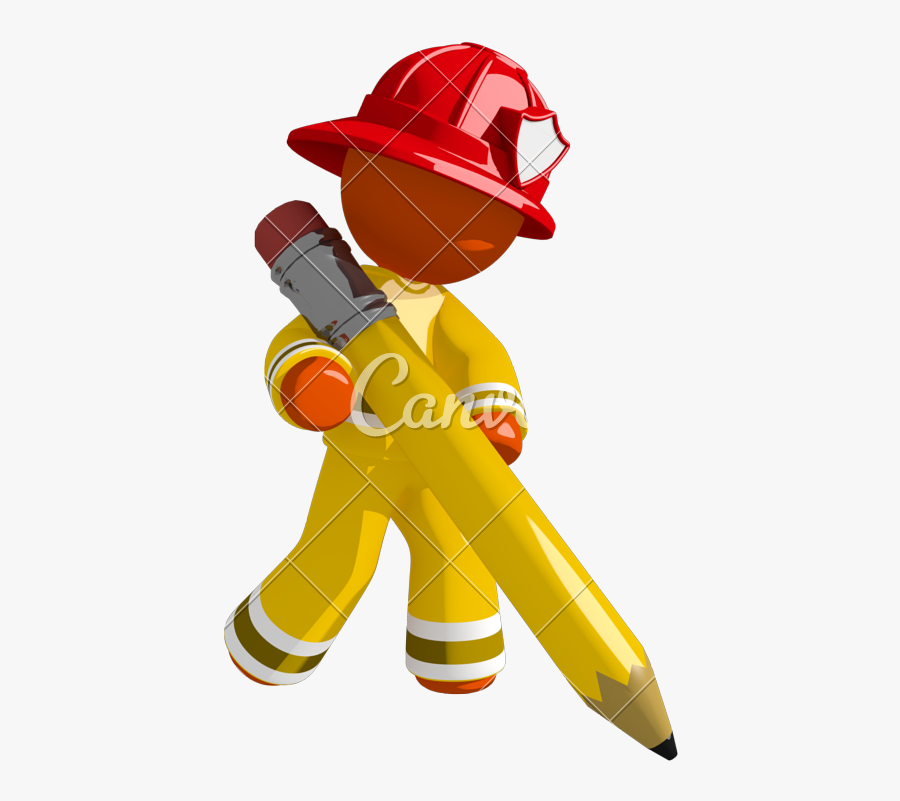 Orange Man With Giant - Pencil, Transparent Clipart