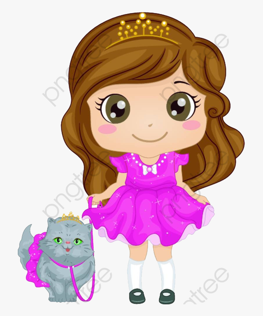 To Walk Clipart - Princess Cartoon Brown Hair, Transparent Clipart