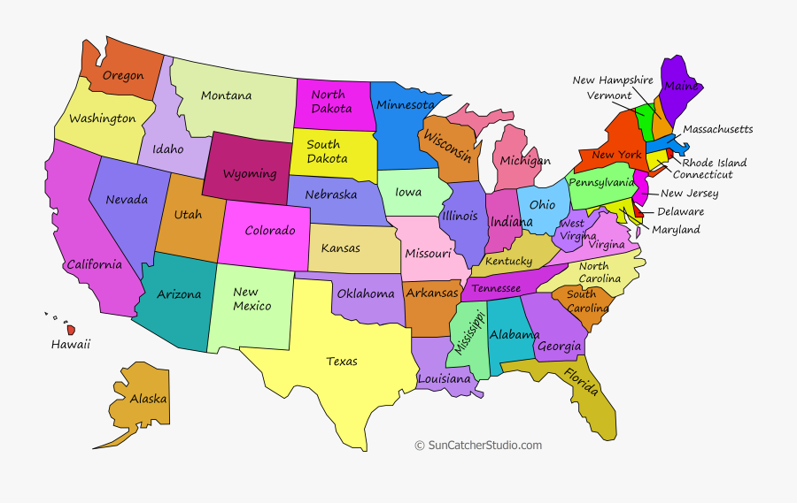 Transparent Indiana Outline Png - States Of America On Map, Transparent Clipart