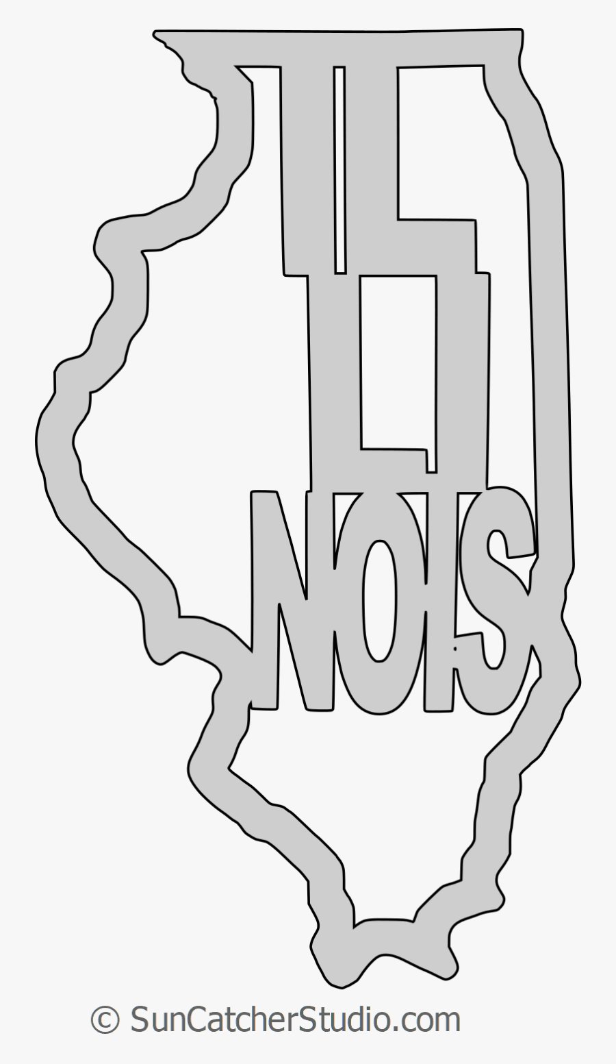 Illinois Outline Text, Transparent Clipart