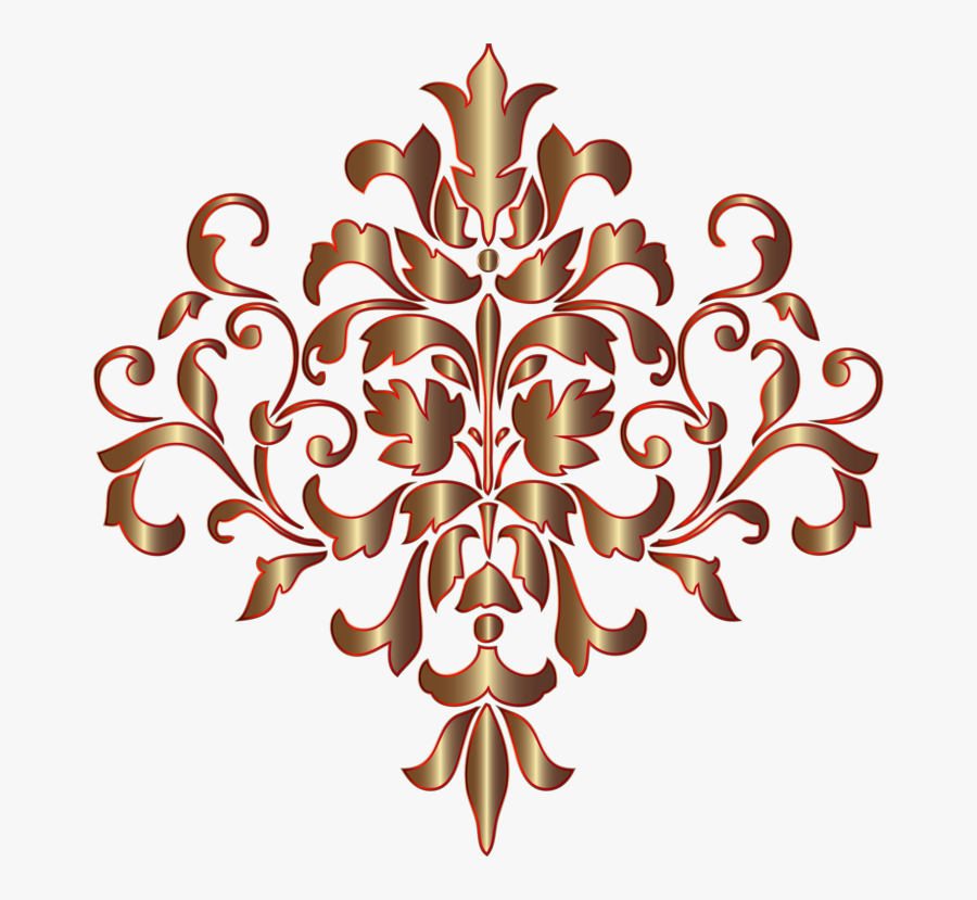 Damask Floral Design Visual Arts Paisley Gold Design - Design With No Background, Transparent Clipart