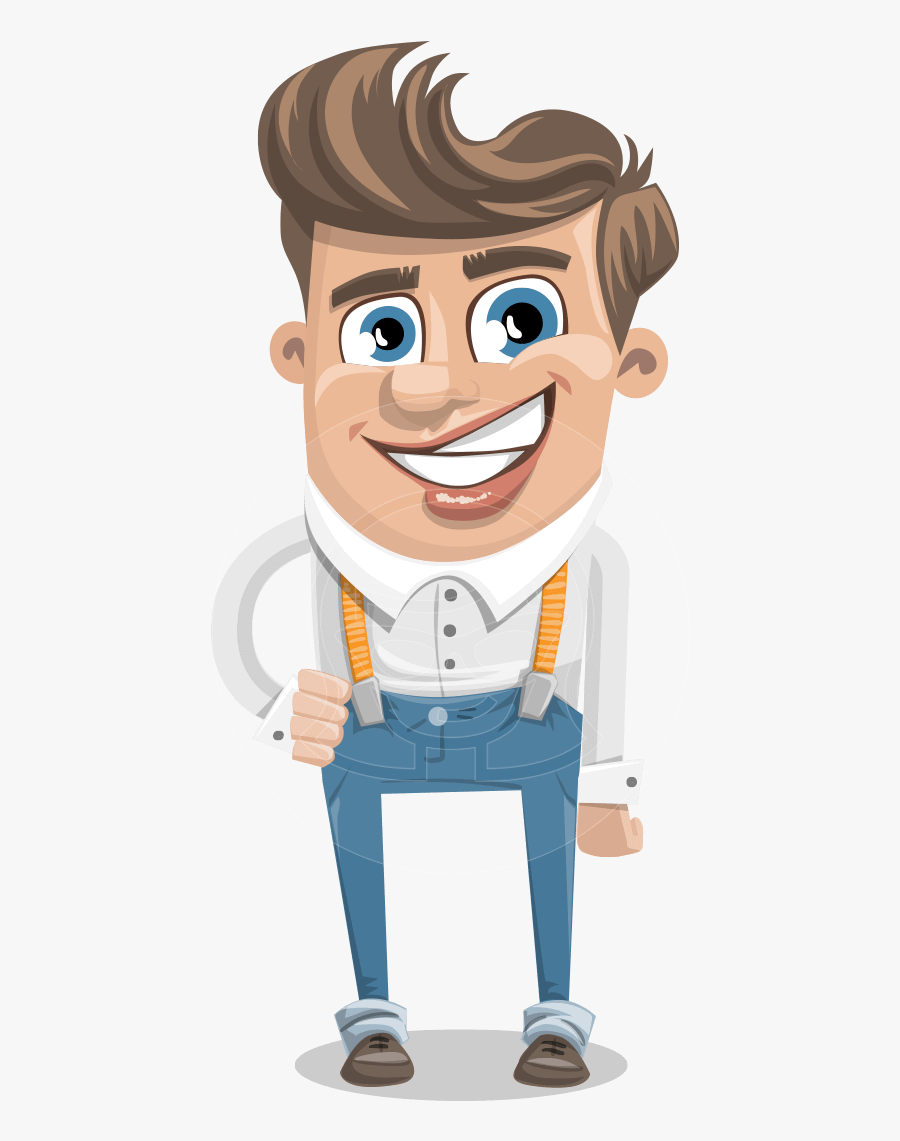 Funny Young Man Cartoon Vector Character Aka Spencer - Stand On Own Feet, Transparent Clipart