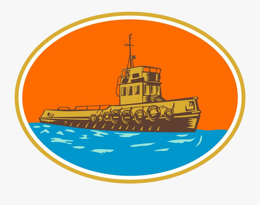 Tugboat Tug Towboat Woodcut Example Image - Tugboat, Transparent Clipart