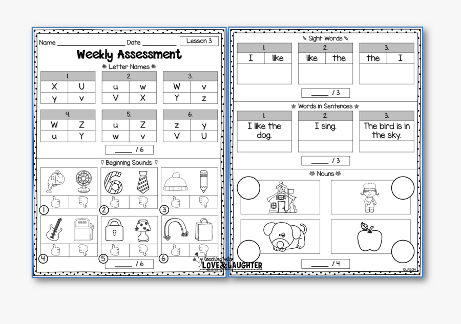 Kindergarten Weekly Assessments, Transparent Clipart