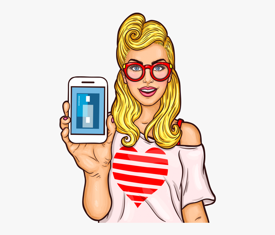 Pop Art Girl Png With Mobile Free Download Searchpng - Pop Art Girl Png, Transparent Clipart