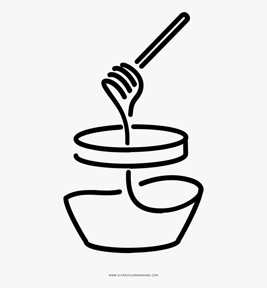 Honey Jar Coloring Page - Colouring Page Honey Pot, Transparent Clipart