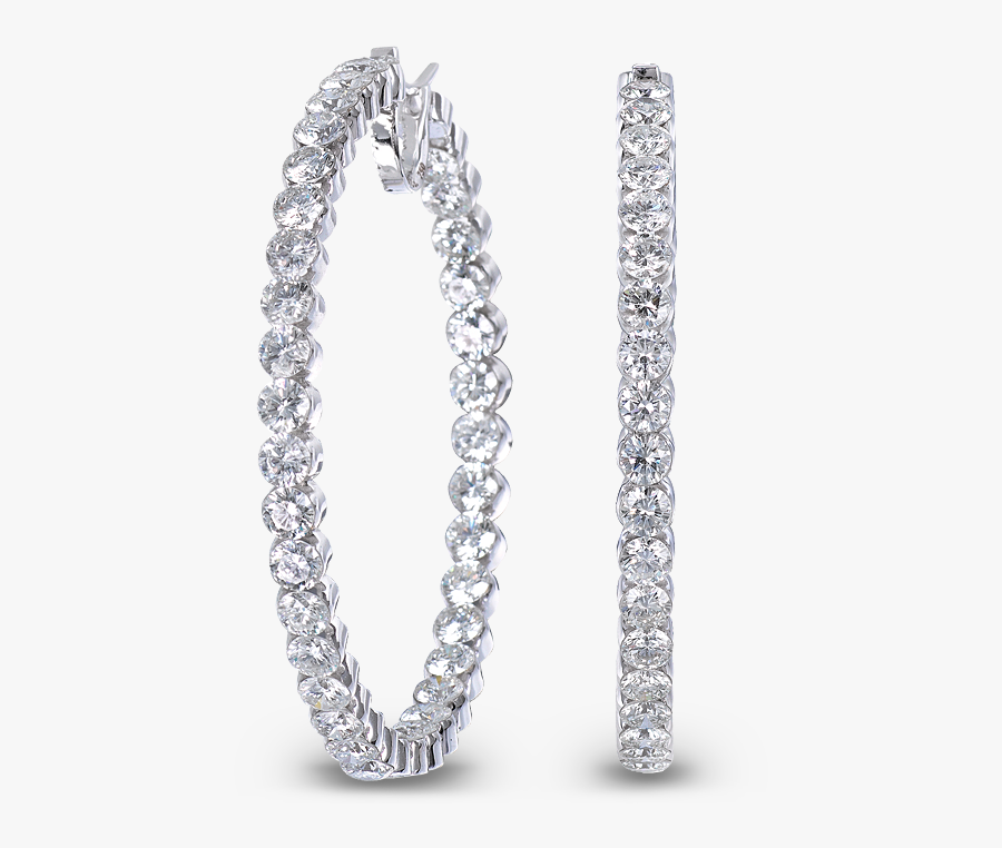 Round Diamond Hoop Earrings - Diamond Hoop Earrings Transparent, Transparent Clipart