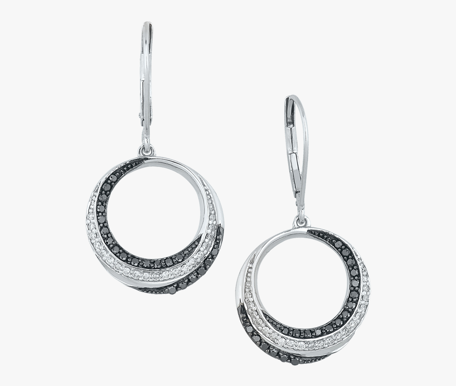 Black And White Hoop Earrings - Earrings Black And White, Transparent Clipart
