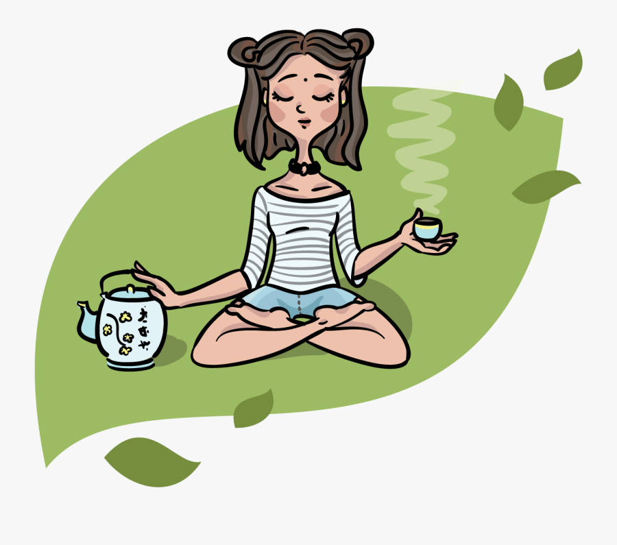 Tea Girl Vector Art - Sitting, Transparent Clipart