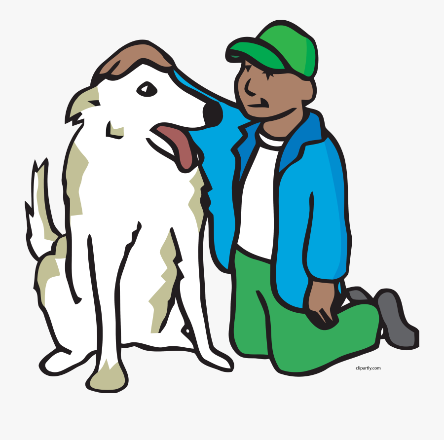 Boy Petting Dog Clipart Png - Pet The Dog Clipart, Transparent Clipart