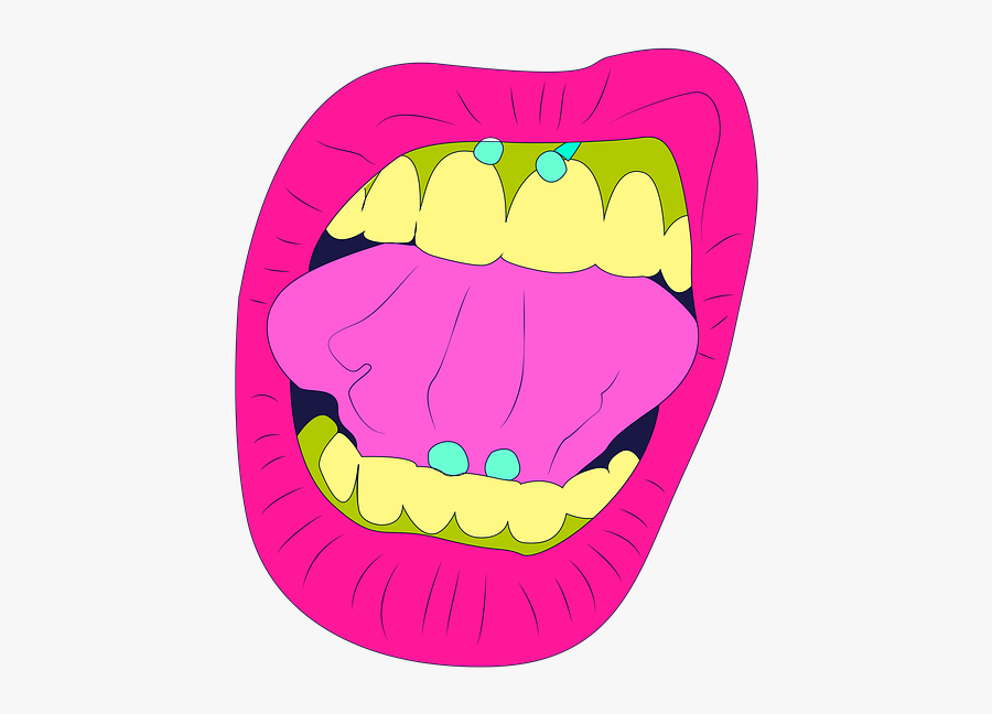 Piercing, Tongue, Girl, Lips, Face, Makeup, Fun - Illustration, Transparent Clipart