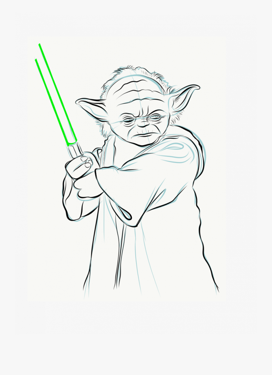 How To Draw A Cute Yoda From Star Wars Realistic Drawing - Drawing, Transparent Clipart