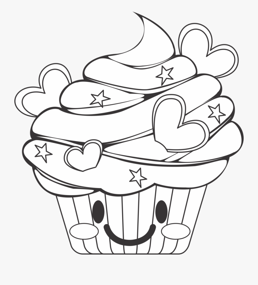 Cupcake Love Cookie Cutter - Line Art, Transparent Clipart