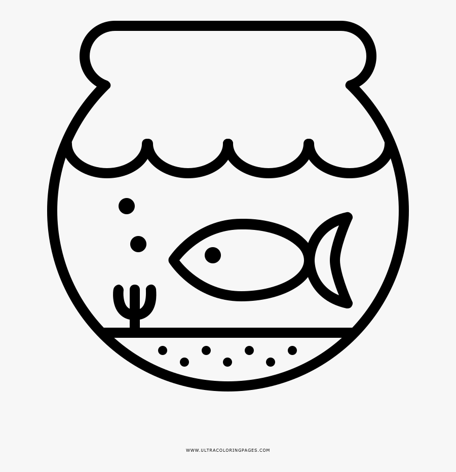 Fish Bowl Coloring Page - Coloring Book, Transparent Clipart