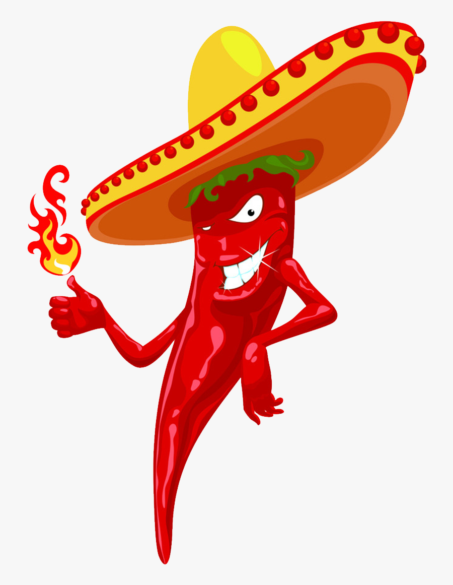 Sombrero Clipart Chili Pepper - Funny Cartoon Chili Peppers, Transparent Clipart