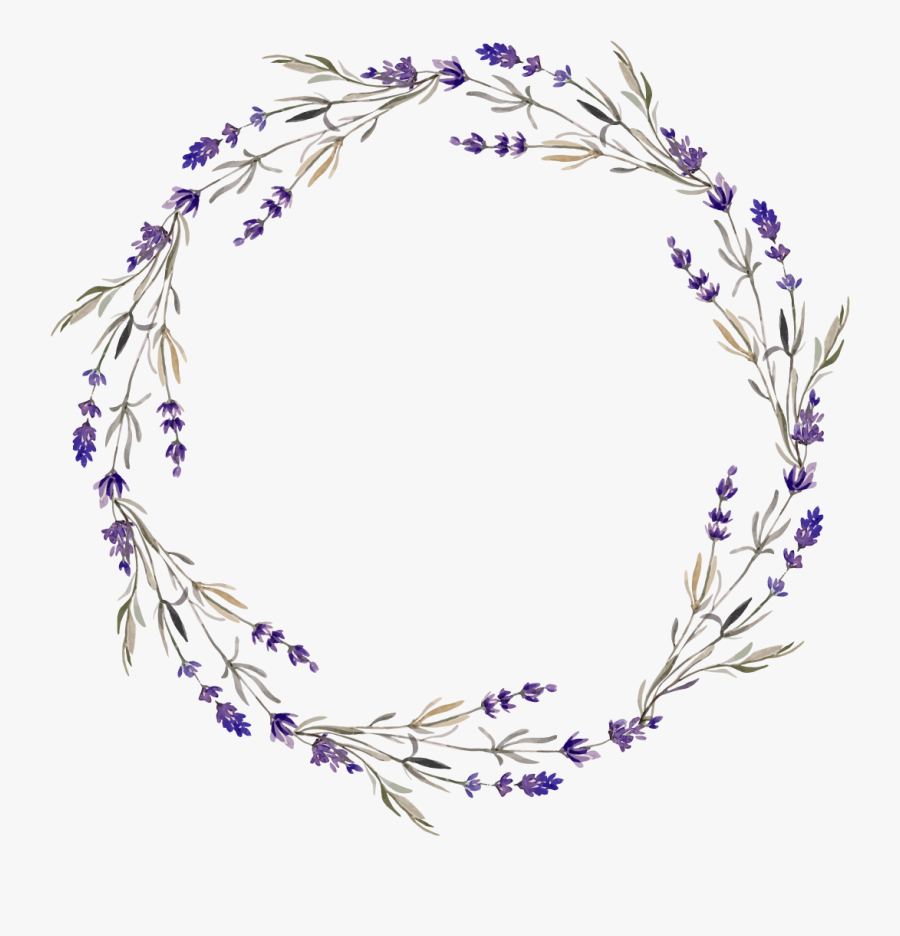 Lavender Wreath Cliparts - Purple Watercolor Flower Wreath Png, Transparent Clipart