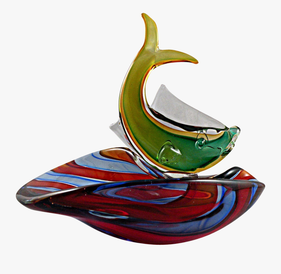 Colorful Murano Fish Bowl With Red And Blue Stripes - Boat, Transparent Clipart
