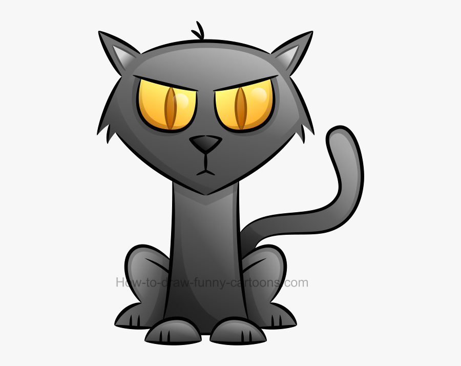 Black Cat How To Draw Clipart Transparent Png - Cartoon, Transparent Clipart