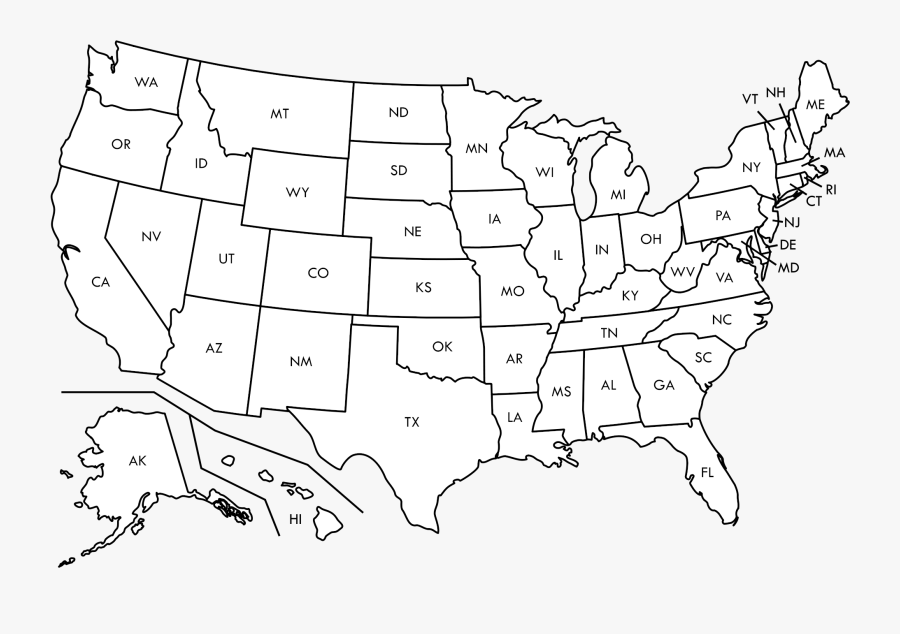 Black Printable Usa Map, Transparent Clipart