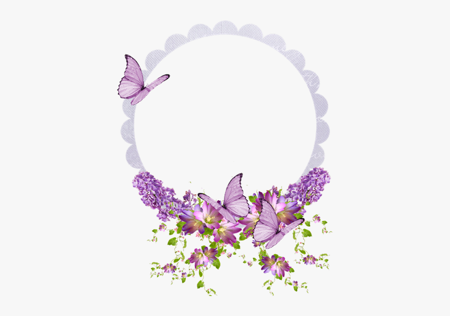 A Little Lavender And Butterflies With Frame - Butterfly Wreath Png, Transparent Clipart