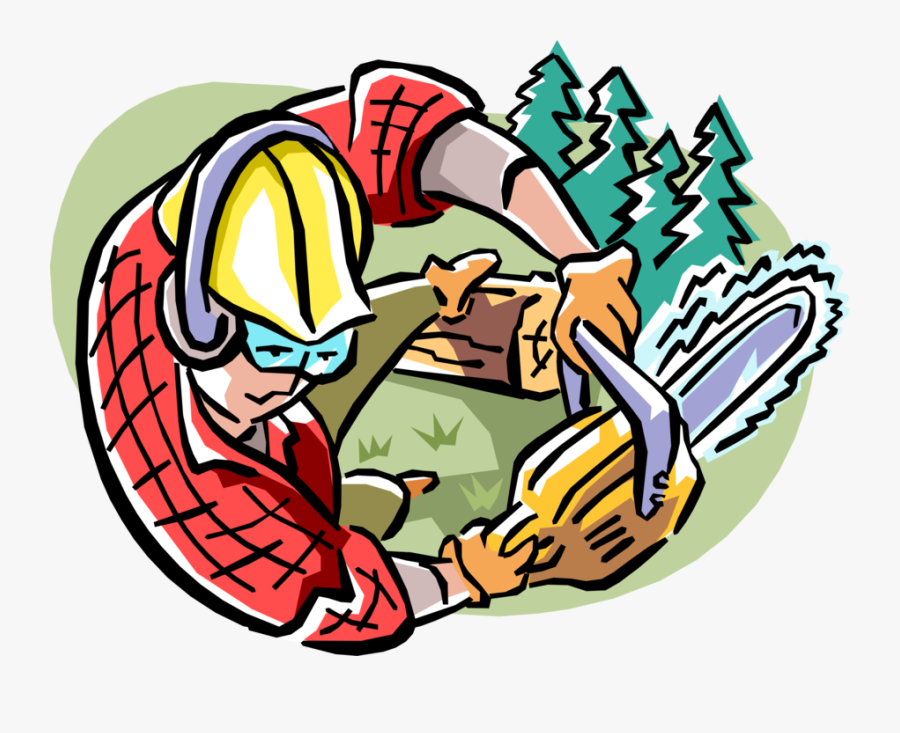 Clip Art In Forest With Chainsaw, Transparent Clipart
