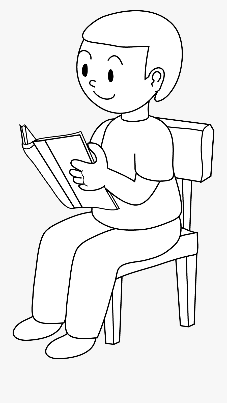 Reading Boy Black And White, Transparent Clipart