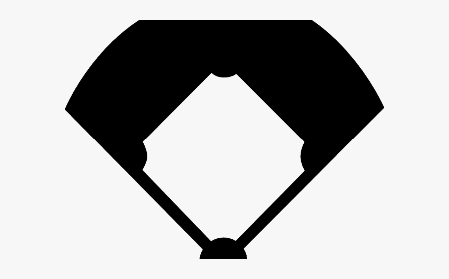 Bat Cliparts Silhouette - Black And White Baseball Diamond Clipart, Transparent Clipart