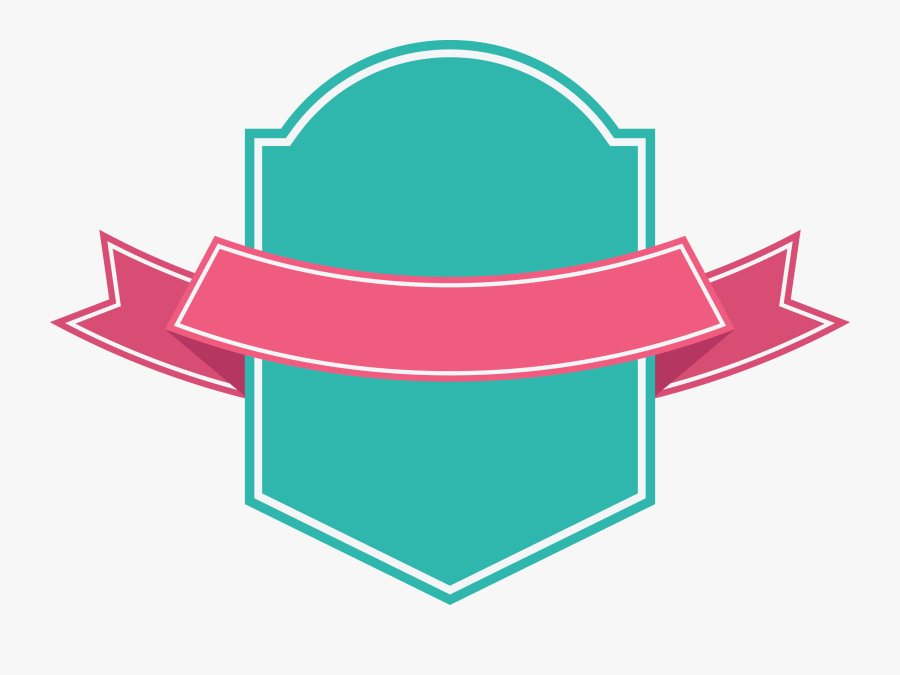 Green Badge With Down Arc Pink Ribbon Banner With Fold - Book And Tree Logo, Transparent Clipart