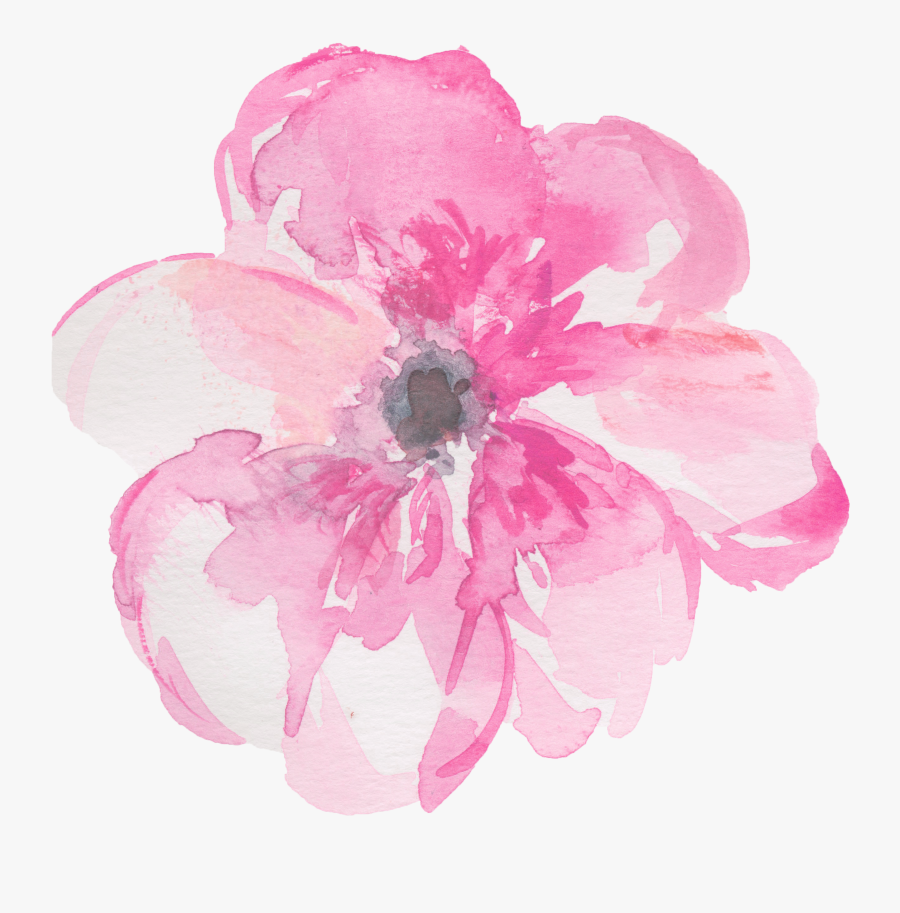 Watercolour Flowers Painting Clip - Pink Watercolour Flower Png, Transparent Clipart