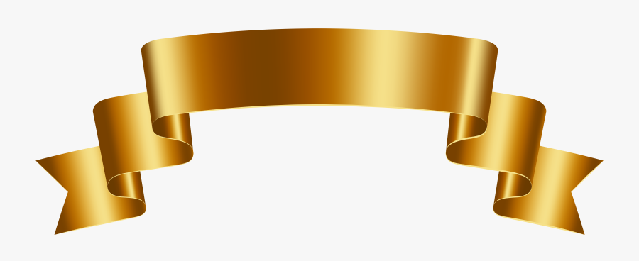 Ribbon Banner Gold Png Clipart , Png Download - Golden Banners Transparent, Transparent Clipart