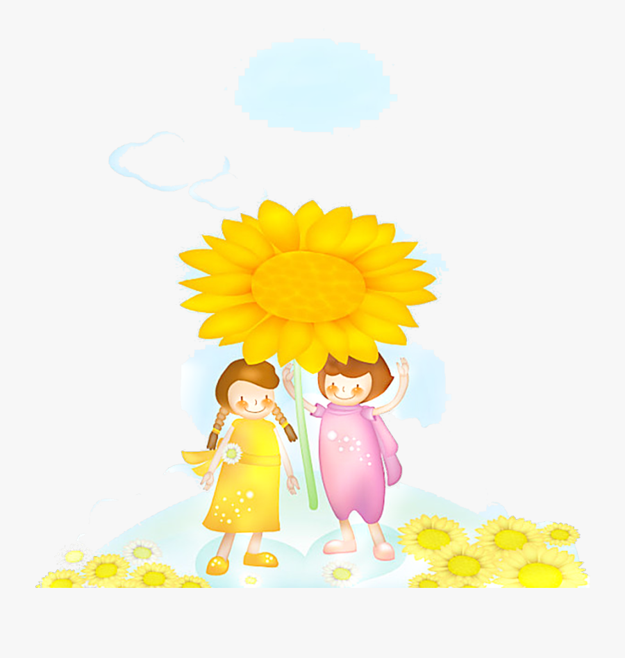 #ftestickers #watercolor #clipart #girls #sunflowers - Illustration, Transparent Clipart