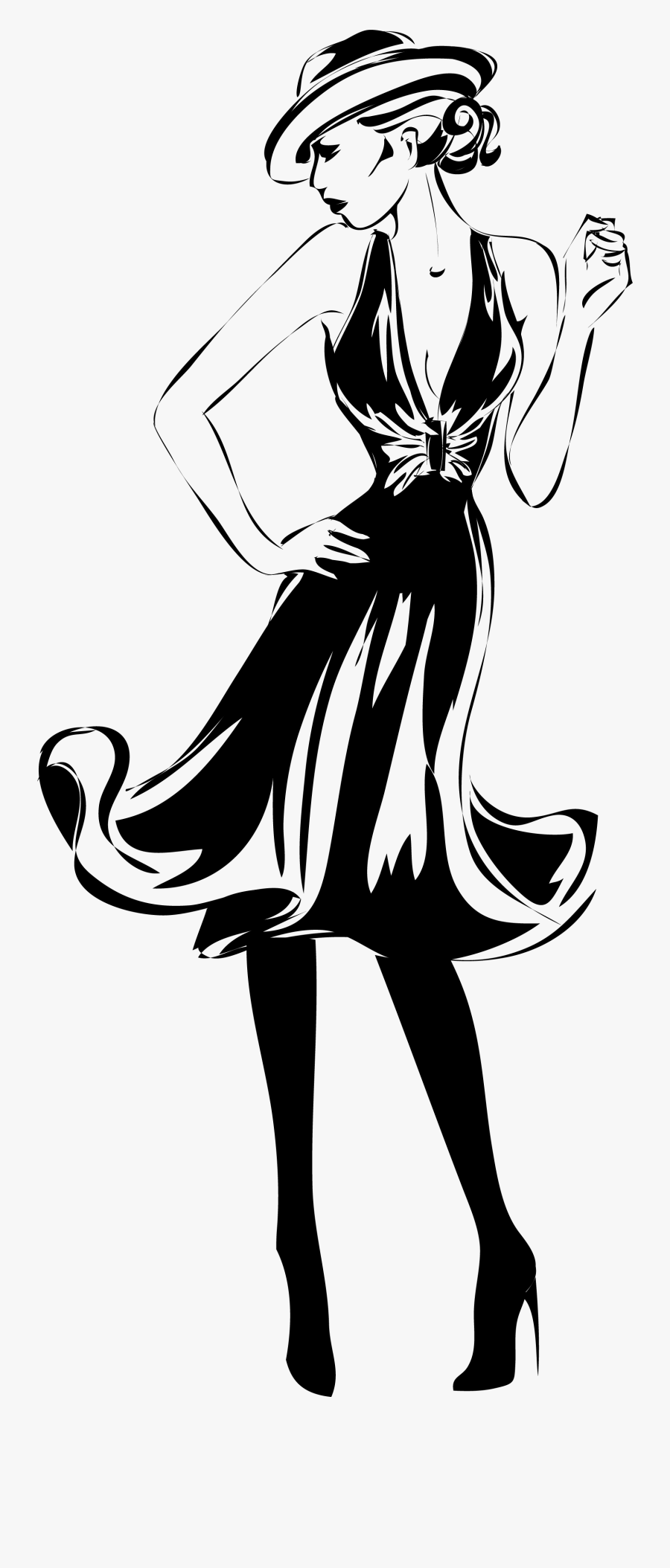 Retro Woman Black And White, Transparent Clipart