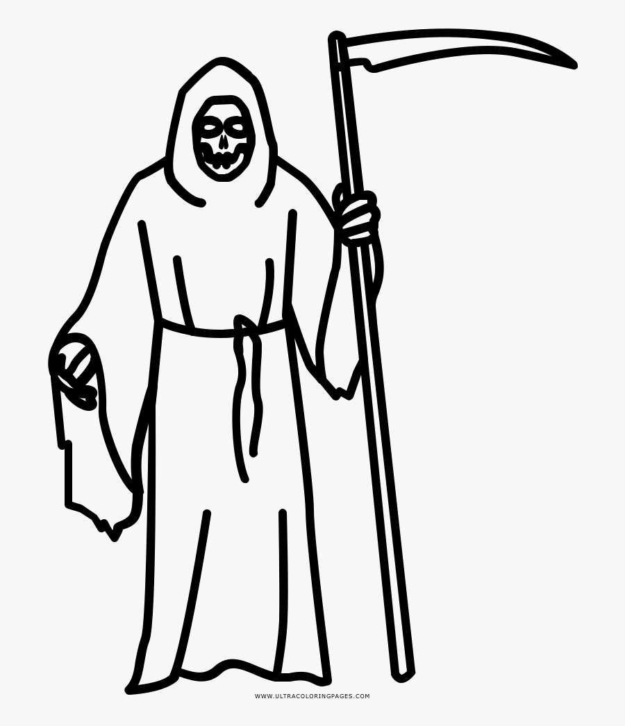 Grim Reaper Coloring Page - Cartoon, Transparent Clipart