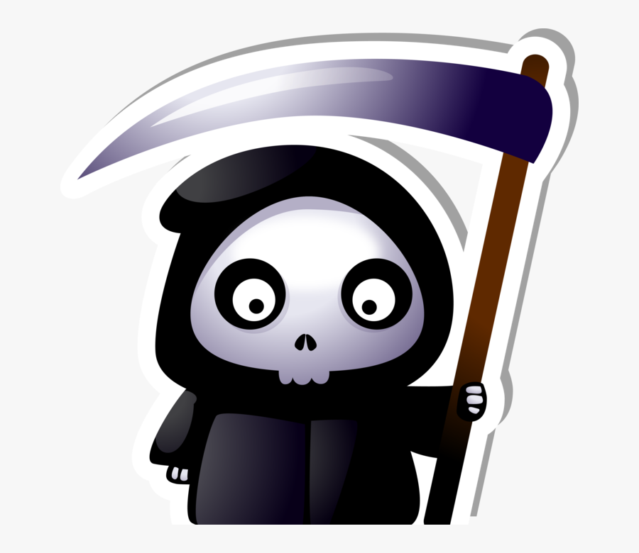 Cute Grim Reaper With Scythe Sticker - Cute Grim Reaper Png, Transparent Clipart