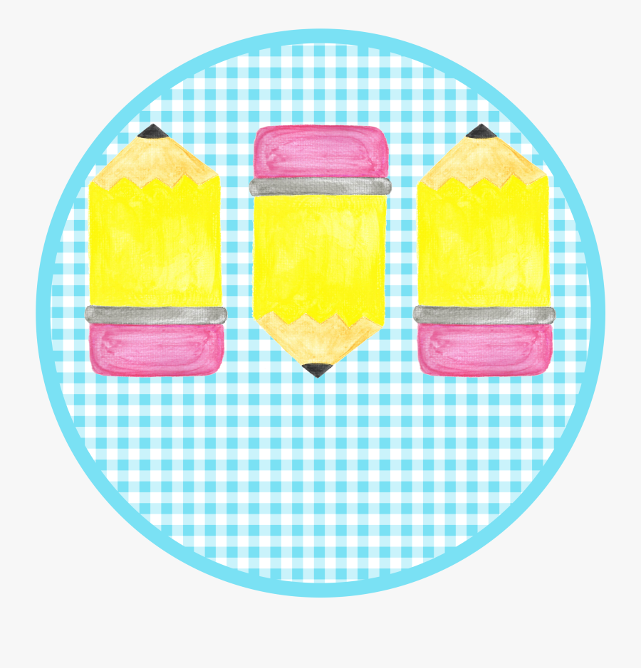 Pencil Trio Gingham Watercolor Clipart - Watercolor Pencil Clipart, Transparent Clipart