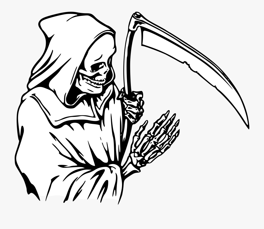 Death, Scythe, Dead, Halloween, Skeleton, Horror - Black And White The Reaper, Transparent Clipart