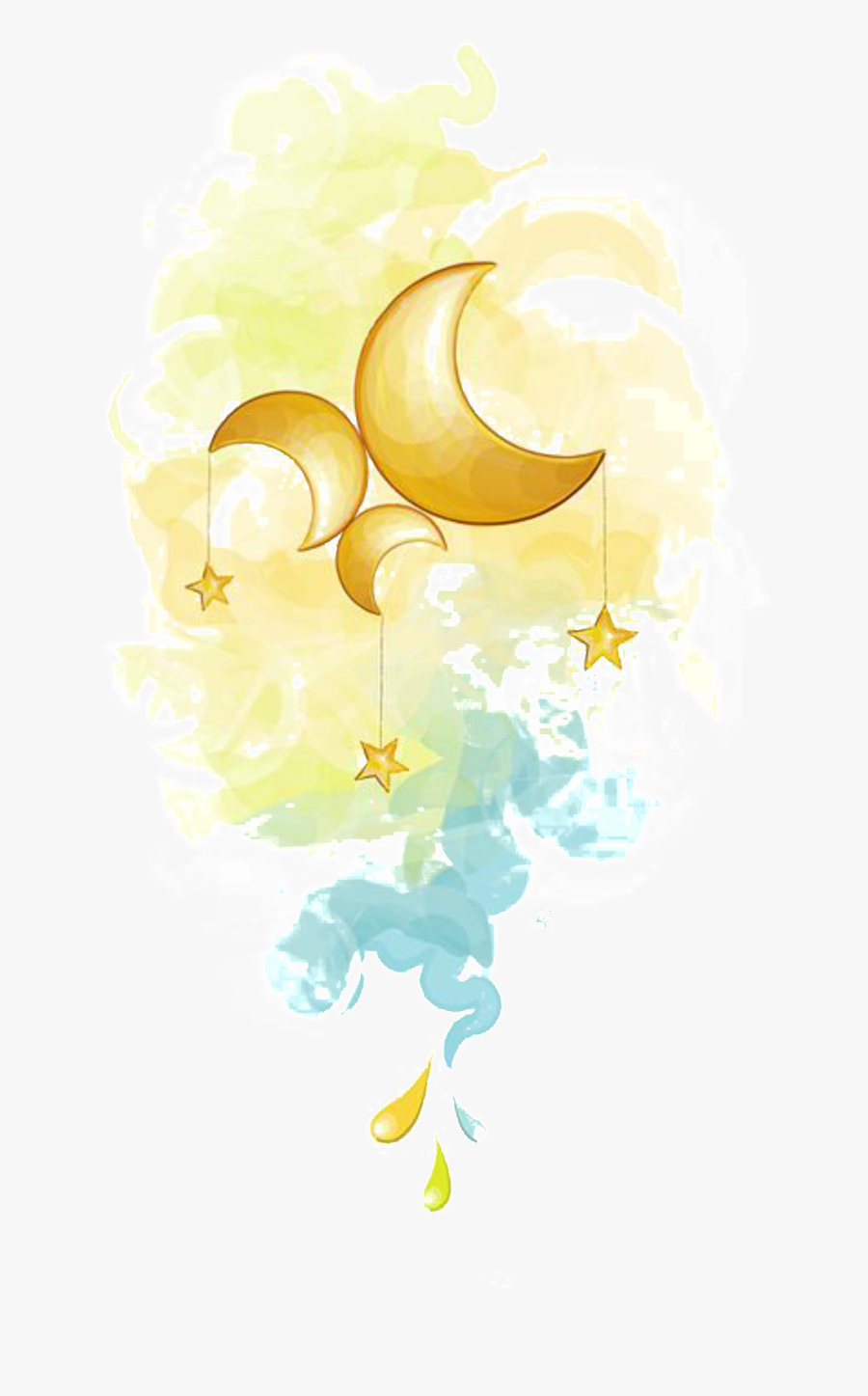 Painted Fairy Moon And Star Pattern Elements - Illustration, Transparent Clipart
