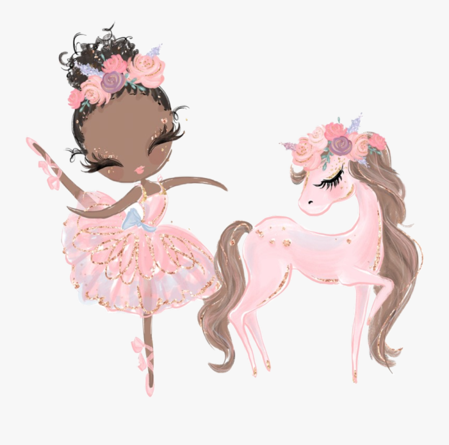 #watercolor #clipart #ballerina #dance #pony #pink - Unicorn Theme Background Hd, Transparent Clipart