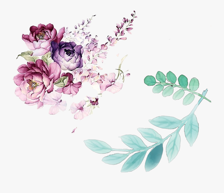 Download Flower Leaves Watercolor Design Floral Decorated - Watercolour Flowers Png Free, Transparent Clipart