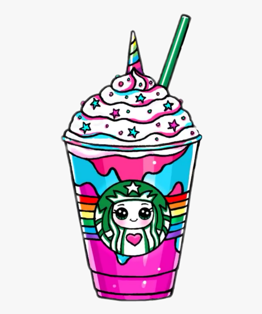 Kawaii Drink Drinks Unicorn Horn - Draw A Starbucks Unicorn Frappuccino, Transparent Clipart