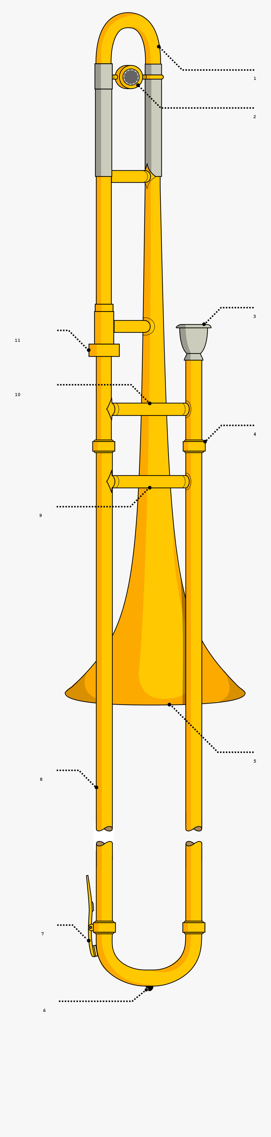 Trombone Clipart Yellow - Diagram Of A Trombone, Transparent Clipart