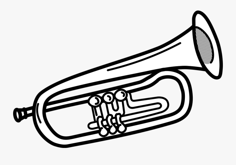 Instrument, Instruments, Musical, Trumpet - Trumpet Black And White Clipart, Transparent Clipart