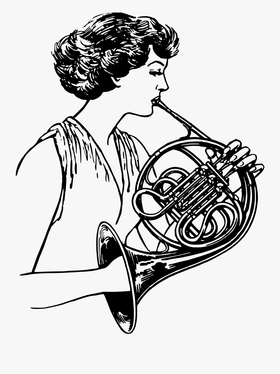 Transparent Orchestra Clipart - French Horn Player Clipart, Transparent Clipart